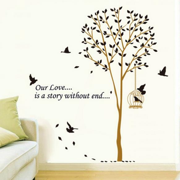 特大客厅卧室墙贴餐厅走廊玄关过道楼梯装饰墙上贴纸贴画大树小鸟