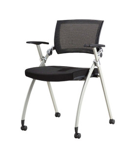 带写字板培训椅子折叠椅电脑椅网布椅听课椅会议椅办公椅带轮子