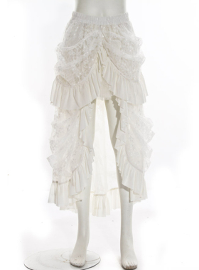 ╋魔叹╋ RQ-BL 赛博蒸汽朋克Steampunk哥特拖尾蕾丝长裙 SP067WH