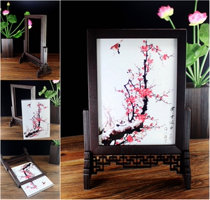 中国风复古屏风摆件 迷你台屏活动式相框餐牌架 茶具拍摄装饰道具