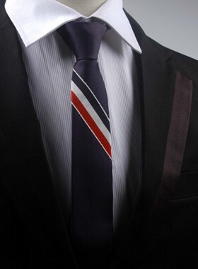 伊生酷男士窄版懒人拉链领带5cm易一拉得英伦纯色斜纹韩版简易领