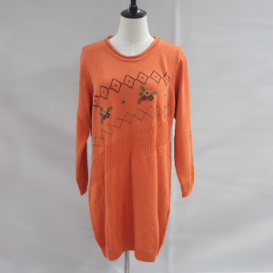 琦三K3上野熊正品2015秋款大码女装套头长袖针织连衣裙K4105