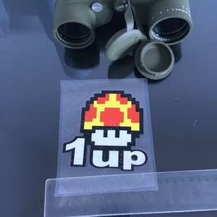 车贴饰界 1UP 超级玛丽 像素蘑菇 汽车改装贴纸 个性反光贴花
