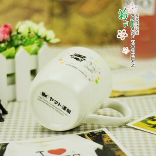 YAMATO黑白猫创意卡通陶瓷咖啡奶杯水杯圆润饱满可爱高温瓷不渗透
