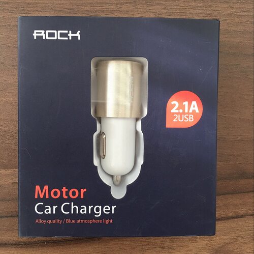 Rock车充车载点烟器一拖二双usb口智能汽车通用手机充电器头正品