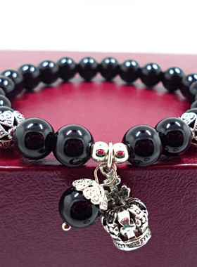 s409天然紫水晶黑玛瑙水滴皇冠