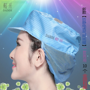 东莞长安防静电网兜帽子夏季新款无尘车间女式透气网帽食品工作帽