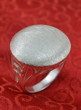 欧美复古拉丝磨砂大圆面999纯银