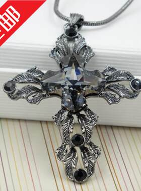 十字架水晶长款毛衣链新光饰品
