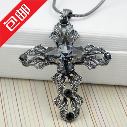 十字架水晶长款毛衣链新光饰品
