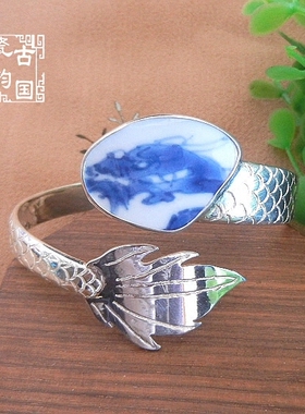 纯银康熙龙纹纯手工大气孤品手镯