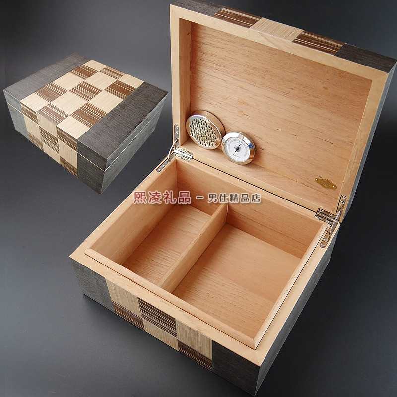 希洛Shiloh高级雪松木雪茄保湿盒带工具加湿器保湿器