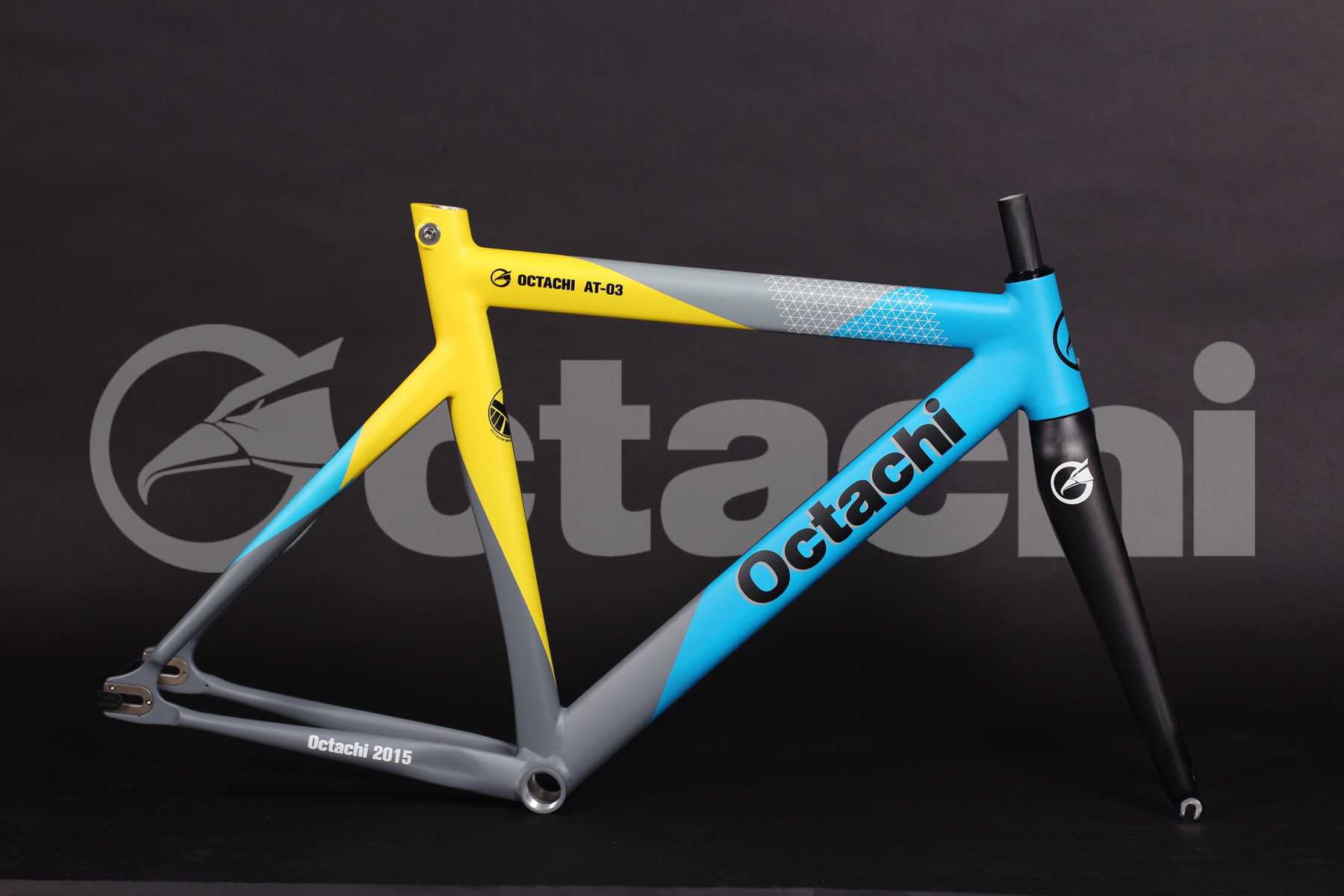 @BIKE Octachi AT-03 单速死飞场地车架组全碳前叉锥形头管  蓝黄