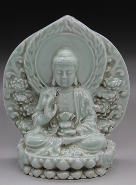 仿清代影青观音瓷器摆件厂货做旧