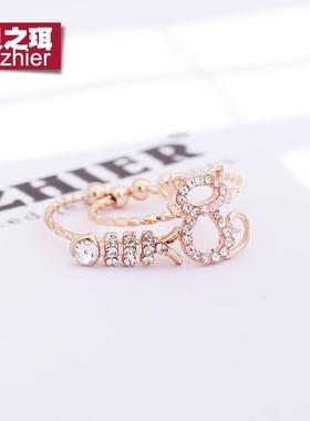 韩版开口尾指戒指时尚女鱼甜美