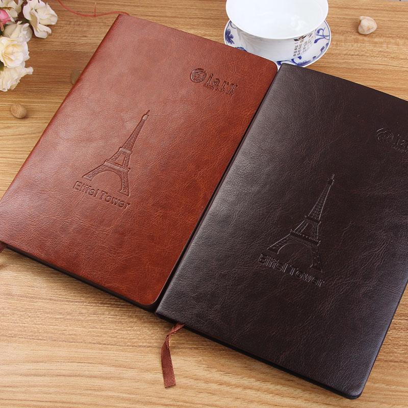 包邮喜博巴黎铁塔创意皮面记事商务本贴心日记本笔记本文具定制