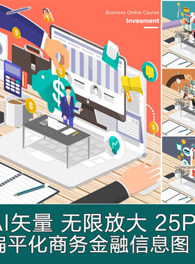 A2973矢量25张isometric扁平化信息图商务市场金融 AI设计素材