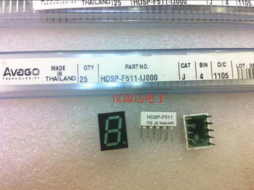 HDSP-F511-IJ000 品牌AVAGO  DISPLAY 7SEGMENT GREEN CA 0.4