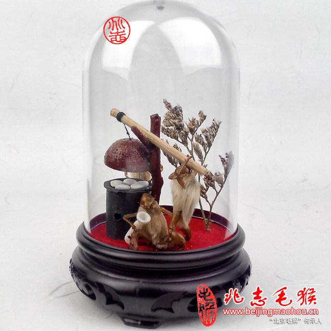 兆志毛猴手工原创北京民间特色工艺品创意礼物礼品老北京掉炉烧饼