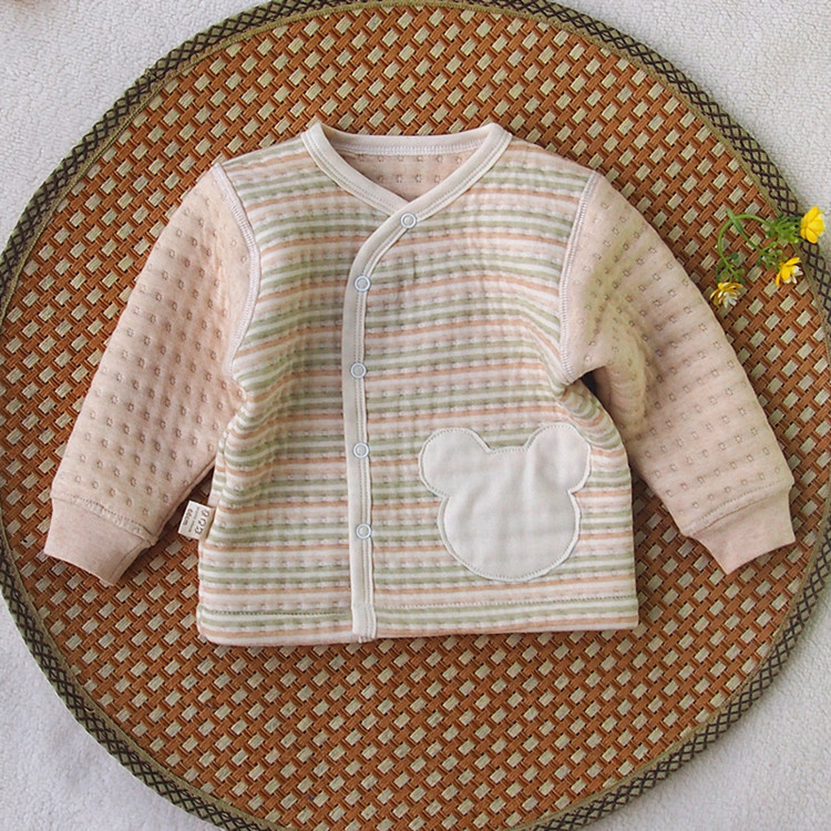 冬装新生儿精梳卡通加厚保暖衣