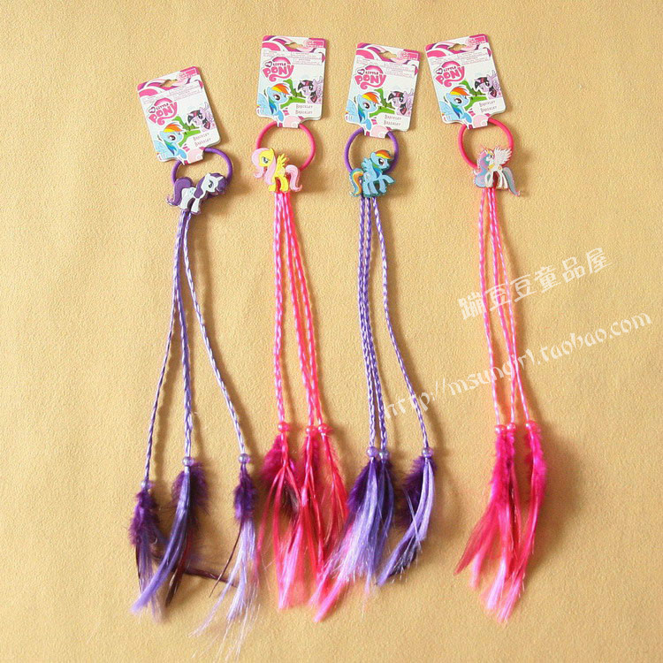瑕疵 外贸小马云宝柔柔珍奇假发辫子羽毛发绳皮筋女童中大童