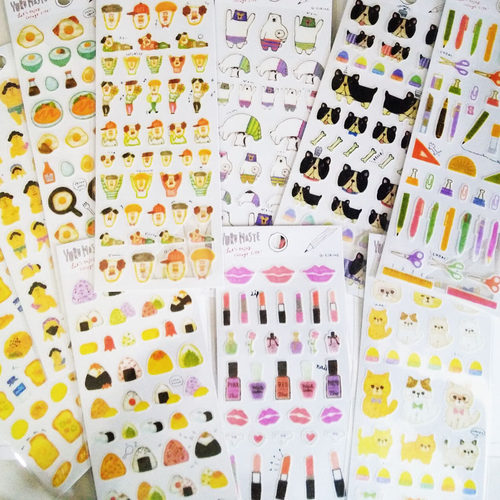 日单 week手帐用手绘 超轻薄日常小物 美食 宠物 文具彩妆 贴纸