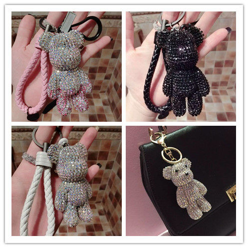 包邮diy暴力熊包水晶挂件皮绳