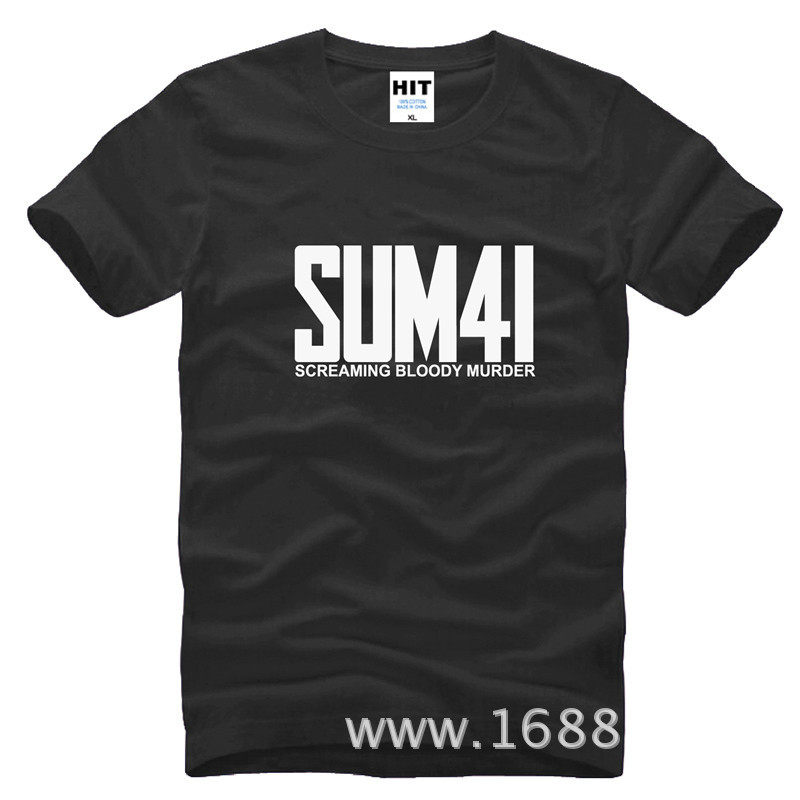 厂家直销 外贸纯棉男式t恤 sum41魔数41 迷笛音乐节摇滚 欧码男士