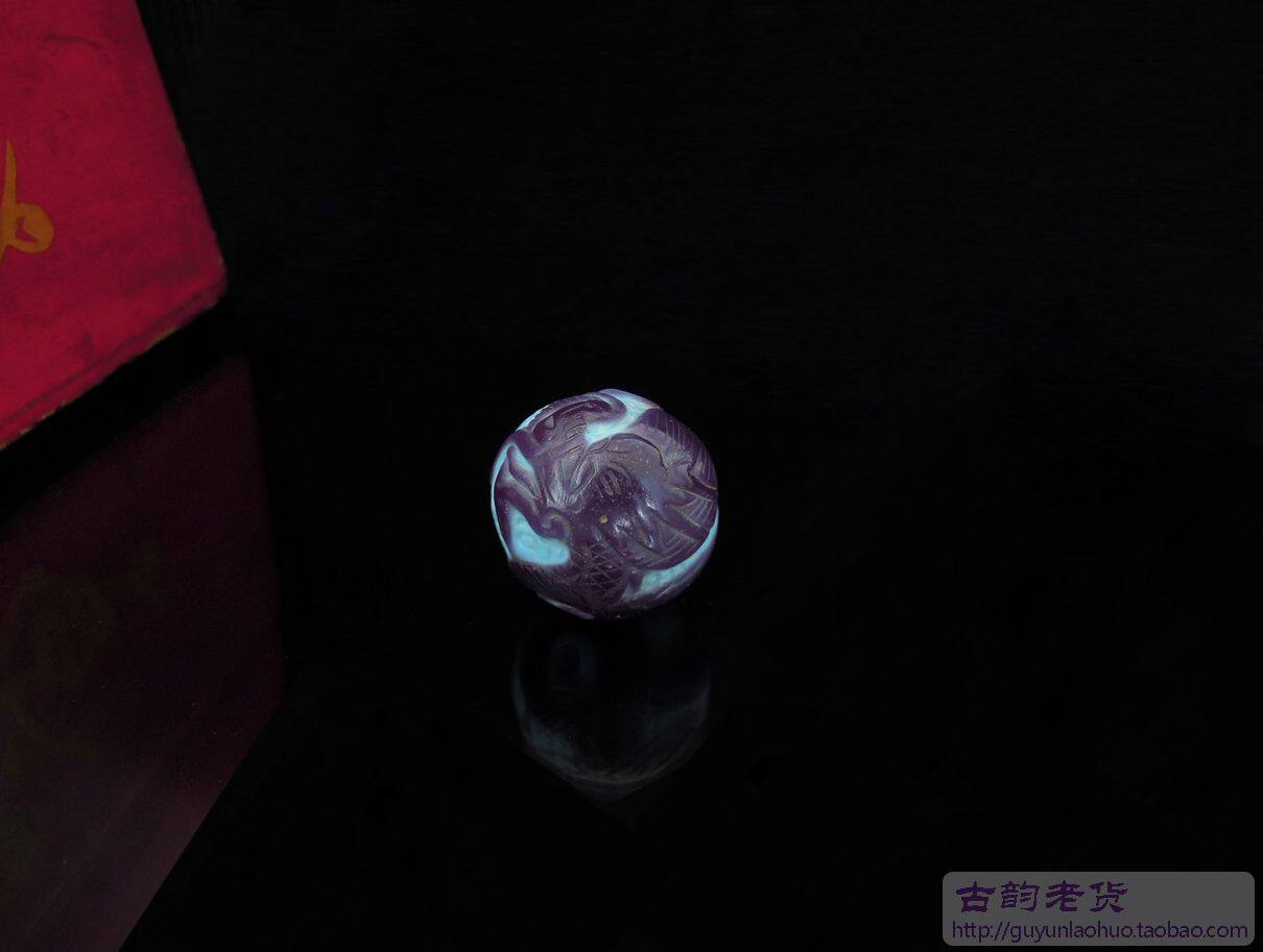 【罕见】80年代老料器 外贸雕刻 老琉璃 佛珠 DIY散珠配珠/粒