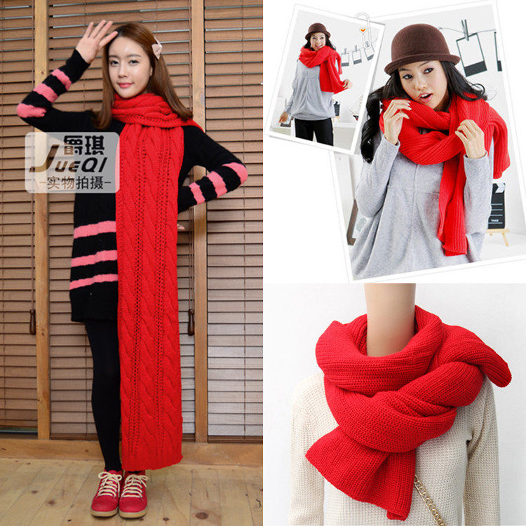 韩版加厚大红色毛线围巾保暖红色围脖男情侣款麻花针织秋天冬季女,服饰配件/皮带/帽子/围巾,围巾/丝巾/披肩,淘宝优惠券,粉丝福利购,淘宝优惠卷