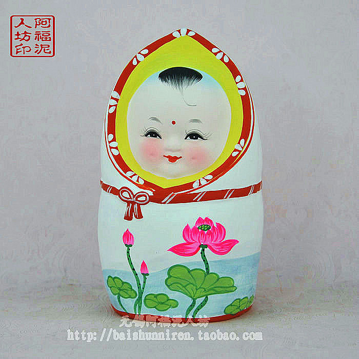 无锡惠山泥人精品福宝宝泥娃娃大师纯手工艺品送新婚求子特色礼品