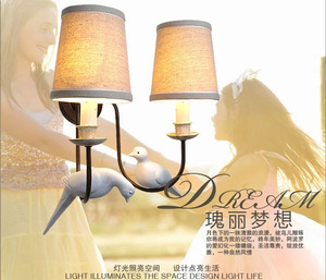 美式简约乡村田园小鸟壁灯欧式led卧室壁灯复古创意床头壁灯