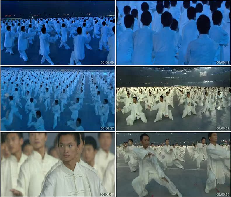 中国北京运动会开幕式万人太极表演高清实拍视频素材