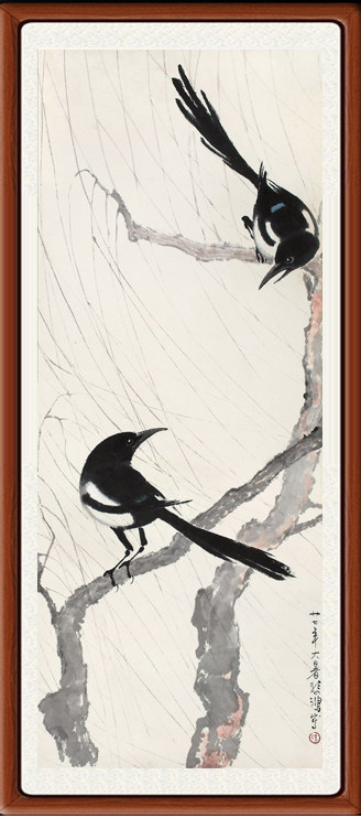 装饰画国画字画客厅挂画集 八骏图奔马到成功徐悲鸿 双喜图赠装裱