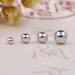 S925纯银镀白金银珠子转运珠光珠2-8mm手链脚链DIY配件配珠散珠