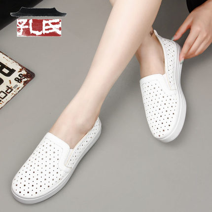 koon&middot;s/孔氏夏季时尚松糕底女鞋 镂空休闲韩版小白鞋 老北京布鞋