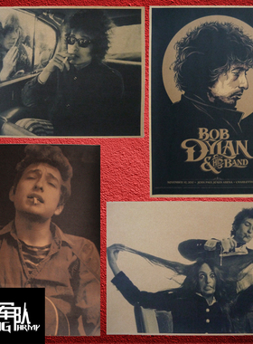 鲍勃迪伦Bob Dylan摇滚民谣牛皮纸海报装饰酒吧咖啡馆照片相框墙