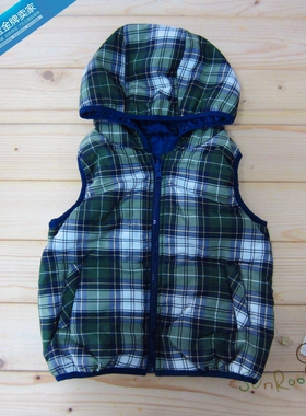 【2折清仓】阳光鼠马甲秋冬两面穿背心特价男童马夹柔软格子80码