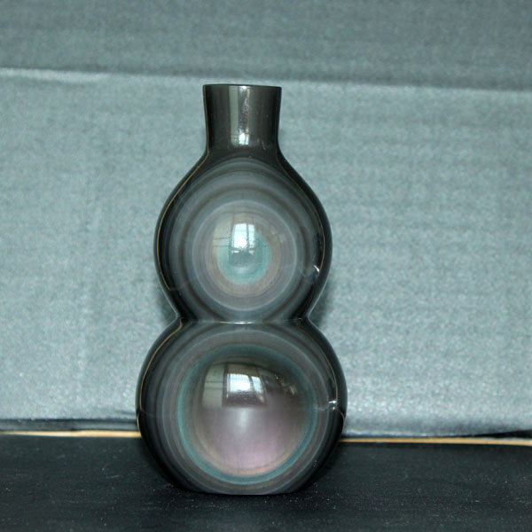 水玉冰魄天然黑曜石葫芦摆件 大号光好8字葫芦家居摆件 实物