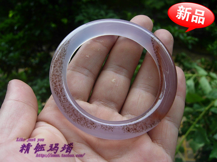 正品纯天然巴西玛瑙玉髓圆条手镯52mm 精美朱砂纹理 通透强荧光