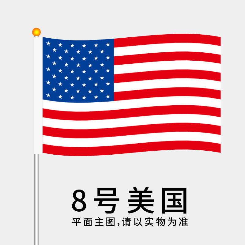 8号美国手挥旗小国旗 可定做旗帜小红旗各种外国旗子彩旗旗杆