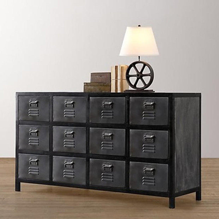 美式风格工业复古铁皮柜铁柜斗柜铁艺柜子储物柜抽屉柜边柜玄关柜