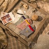 秋冬日本日系学院风女点纱长袜 原宿风棉袜刺绣皇冠并线女长袜子