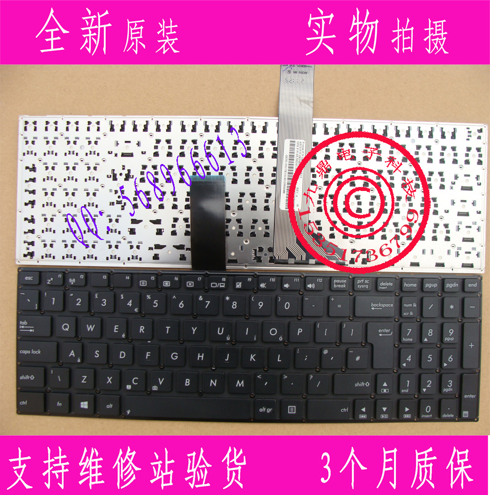 华硕 ASUS K56 K56C K56CM A56C A56 S56C S550C S500C R505C  本款键盘为全新原装正品，支持专卖店验货。 图片是拍实物图的.英文代用键盘，真正的原装