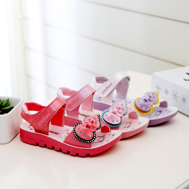 Sandales enfants en PU orteil faux diamant pour été - semelle PU - Ref 1053433 Image 1