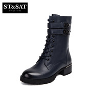 St&Sat/2015 winter new style leather belt buckle head on Saturday with the ankle boots in women's shoes SS54112125