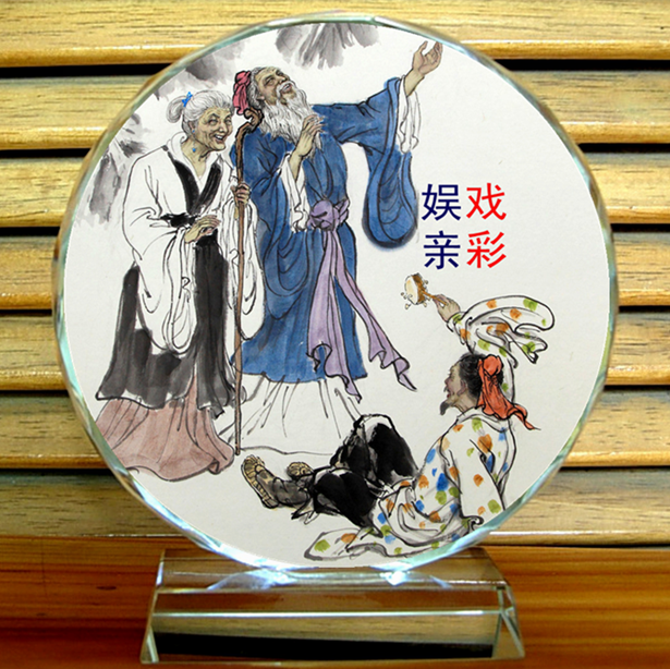 老莱子戏彩娱亲摆设纪念品礼物24孝收藏品礼品工艺品周边水晶摆件