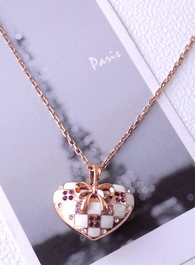 玫瑰金色桃心镶水钻吊坠满百包邮