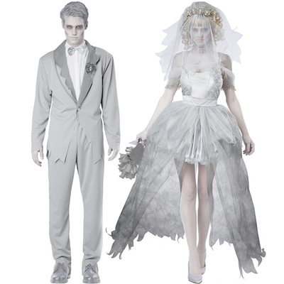 万圣节迪士尼吸血鬼新娘僵尸男女情侣鬼新郎COSPLAY婚纱演出服装