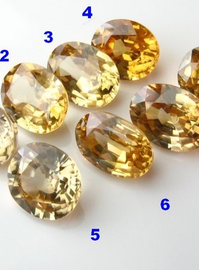 天然 黄色香槟锆石裸石 香槟色 ZIRCON 柬埔寨矿区